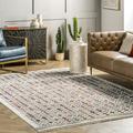 nuLOOM Posie Geometric Stripe Fringe Area Rug 4 x 5 7 Beige