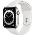 Restored Apple Watch Gen 6 Series 6 Cell 44mm Silver Stainless Steel - White Sport Band M07L3LL/A (Refurbished)