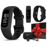 Garmin vivosmart 5 (Black Large) Fitness Tracker Gift Box Bundle with PlayBetter Wall Adapter & Protective Hard Case