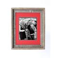 Rustic Signature 16 x 20 Weathered Gray Reclaimed Wood Picture Frame (Deep Red Mat for a 11 x 14 Photo)