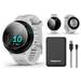 Garmin Forerunner 55 (White) GPS Running Smartwatch Power Bundle with PlayBetter Portable Charger & HD Screen Protectors