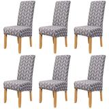 Stretch Chair Slipcovers Chair Cover Slipcover Removable Stretch Slipcovers Washable Spandex Chair Cover Decoration For Dining Room Wedding Banquet (Grey Sheet 6 Pieces)