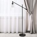 Elegant Designs Pivot Arm Floor Lamp with Glass Shade Black