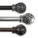 PlusCasa Classic 1 Black Ball Adjustable Single Curtain Rods Set 120 - 170