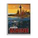 Stupell Industries Explore Maine Distant Ocean Lighthouse Beacon Travel Graphic Art Gray Framed Art Print Wall Art Design by David Owens Illustration