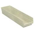 Plastic Shelf Bin Nestable 6-5/8 W x 23-5/8 D x 4 H Beige Lot of 6