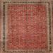 Ahgly Company Indoor Square Traditional Orange Brown Persian Area Rugs 6 Square