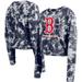 Women's New Era Navy Boston Red Sox Tie-Dye Cropped Long Sleeve T-Shirt