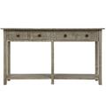 Gzxs Rustic Brushed Texture Entryway Table Console Table With Drawers And Bottom Shelf For Living Room (Grey Wash)