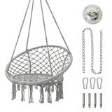 Garpans Hammock Chair Patio Swing Chair for outside With Mounting Hardware Hanging chairs Macrame Swing Outdoor Indoor Grey