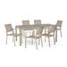 Camden Outdoor Modern 6 Seater Aluminum Dining Set with Faux Wood Table Top Gray Silver Taupe