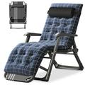 NAIZEA Zero Gravity Chairs Outdoor Folding Patio Lounge Chair with Mat Tray Pillow