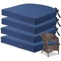 Unikome Outdoor Seat Pads Seat Cushions 4-Piece Solid Waterproof Patio Seat Chair Cushions 17 x 16 Rounded Square Patio Cushions Navy Blue Set of 4