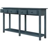 Hassch Rustic Brushed Texture Entryway Table Console Table With Drawer And Bottom Shelf For Living Roomï¼ˆAntique Navyï¼‰