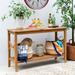 Cambridge Casual Abbington Teak Wood Rectangle Patio Console Table Natural