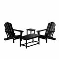 WestinTrends Malibu 4-Pieces Outdoor Patio Furniture Set All Weather Outdoor Seating Plastic Adirondack Chair Set of 2 with Coffee Table and Side Table Black