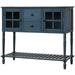 Gzxs Sideboard Console Table With Bottom Shelf Farmhouse Wood/Glass Buffet Storage Cabinet Living Room (Antique Navy)