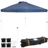 Sunnydaze Premium Pop-Up Canopy with Rolling Carry Bag and Sandbags - 10 x 10 - Blue