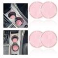 OBOSOE Car Coasters Crystal Rhinestone Car Coaster 2.76 inch Silicone Diamond Car Cup Holder Coasters Suitable for Most Car Car Coasters for Women(4 Packs-Pink)