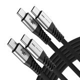 USB C to USB C Cable [ 6.6 ft 2 Pack ] 100W 5A PD QC Type C Fast Charging Cable Nylon Braided Type C Charging