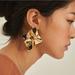 Anthropologie Jewelry | New~ Anthropologie Shashi "Carre" Large Gold Wavy Earrings | Color: Gold | Size: Os