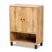 Rossin Wood 2-Door Entryway Shoe Storage Cabinet W Bottom Shelf Furniture by Baxton Studio in Oak Black