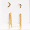 Madewell Jewelry | Madewell New Moonrise Stud & Chain Drop Earrings Set | Color: Gold | Size: Os