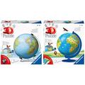 Ravensburger 3D Puzzle 11159 - Globus in Deutscher Sprache - 3D Puzzle für Erwachsene und Kinder ab 10 Jahren & 11160 - Kinderglobus in Deutscher Sprache - 180 Teile
