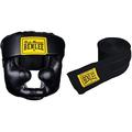 BENLEE Rocky Marciano Kopfschützer Full Protection, Schwarz, L/XL & BENLEE Unisex-Adult Rocky Marciano Boxbandagen, Schwarz, 3m