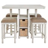 Signature Design by Ashley Robbinsdale 4 - Person Counter Height Dining Set Wood/Upholstered in Brown/White | 36 H x 45 W x 32 D in | Wayfair