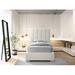 Mercer41 Harper-Leigh Solid Wood & Platform Bed Wood & /Upholstered/Linen in Gray/Brown | 54 H x 46 W x 84 D in | Wayfair