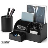 SR-HOME 2 Piece Leather Desk Organizer Set Leather in Black | 11.1 W in | Wayfair SR-HOME6b05b2d