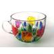Hand Painted Glass Mug Colorful Tulips Design Coffee Mug Tea Mug Latte Mug Painted Glass Mug Tulips Mug Glass Mug Floral Glass Cup