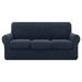 Eider & Ivory™ Soft Premium Quality Jacquard Textured Grid High Stretch Box Cushion Sofa Slipcover in Black | 41 H x 92 W x 42 D in | Wayfair
