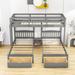 Harriet Bee Fatemah 3 Drawers Twin over Twin & Twin Triple Bunk Bed, Wood Bunk Bed w/ Shelf in Gray | 66 H x 80 W x 96.8 D in | Wayfair