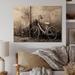 August Grove® Old Bicycle & Cracked Wall - Vintage Wood Wall Art Decor - Natural Pine Wood Metal in Black/Brown/White | 16 H x 32 W x 1 D in | Wayfair