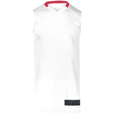 Augusta Sportswear 1731 Athletic Youth Step-Back Basketball Jersey T-Shirt in White/Red size XL | Polyester