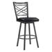 30" Transitional Black Faux Leather Metal Cross Back Bar Stool - 46" x 19" x 19"