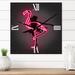 Designart 'Neon Pink Flamingo and Ballerina' Large Modern Large Wall Clock