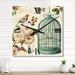 Designart 'Blue Cottage Bird, Birdcage and Apple Blossoms II' Traditional Wall Clock Decor