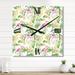 Designart 'Tropical Foliage, Yellow Flowers With Flamingo IV' Modern wall clock