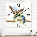 Designart 'Two Barn Swallows Birds' Farmhouse Large Wall Clock