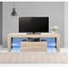 51''W Minimalist High Gloss LED TV Stand Wood Grain Media Console Table Media Cabinet Entertainment Center