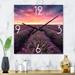 Designart 'Sunrise & Dramatic Clouds Over Lavender Field XIV' Farmhouse Metal Wall Clock