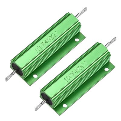 2 Pcs Aluminum Case Resistor 100W 450Ohm Wirewound for LED Replacement Converter - Green