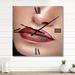 Designart 'Close Up Lips With Professional Make Up & Lipstick' Modern Wall Clock Decor