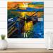 Designart 'Boat During Evening Glow At The Lake II' Nautical & Coastal Metal Wall Clock