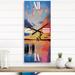 Designart 'Cranes Flying During Colorful Sunset' Nautical & Coastal Metal Wall Clock