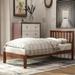 Minimalistic Twin Size Pine Wood Platform Bed with Vertical Slatted Headboard and Wooded Slat Support, No Box Spring Needed