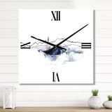 Designart 'Minimalistic Seascape With Black Mountains & Boat' Nautical & Coastal wall clock